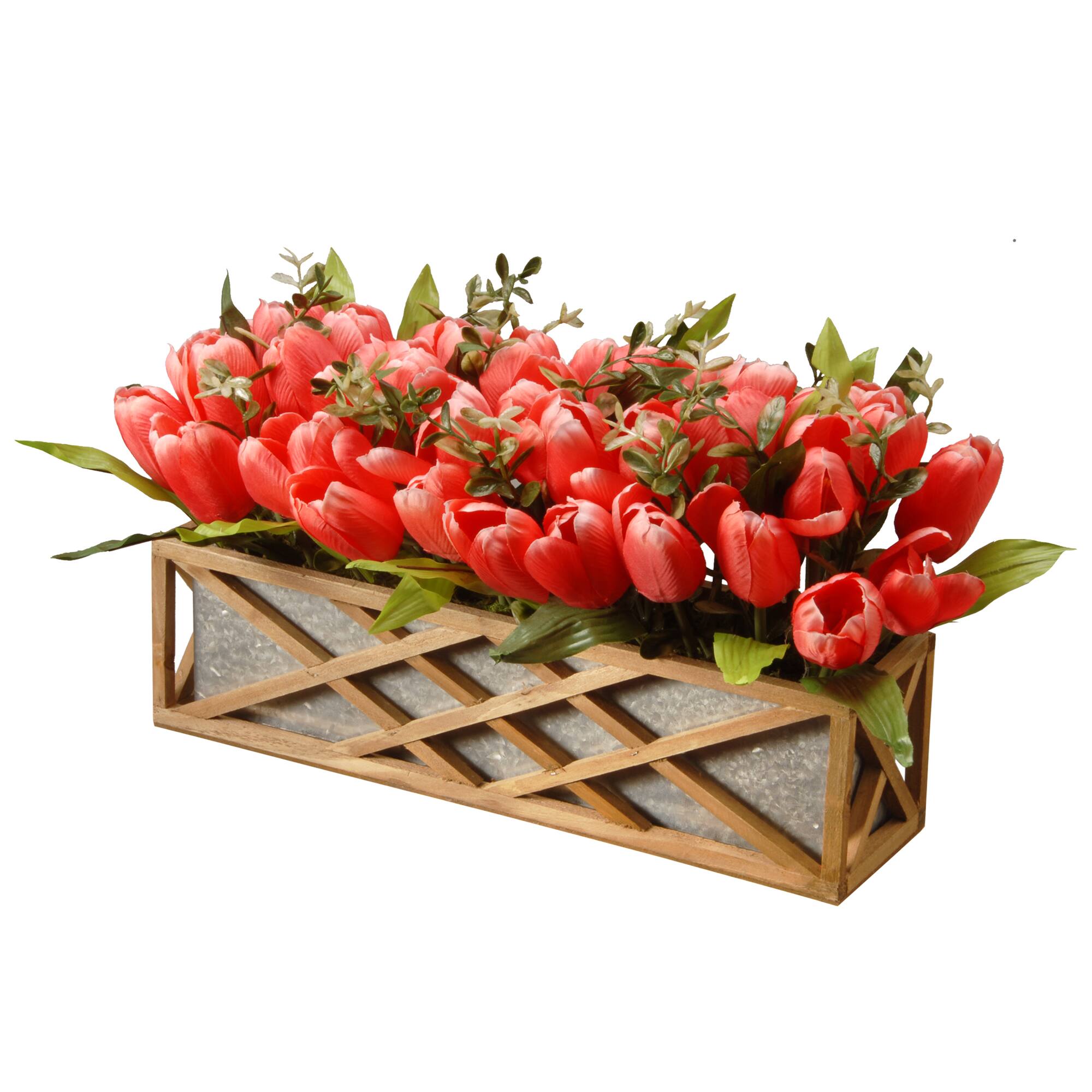 20" Planter with Pink Tulips